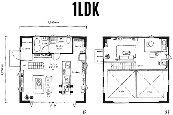 ゼロキューブ ウェアハウス(ZERO-CUBE WAREHOUSE)間取り1LDK